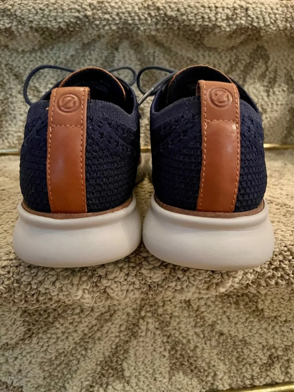 EUC Cole Haan ZeroGrand Wingtip Oxford Shoes in Navy Blue Knit Size 9.5 M